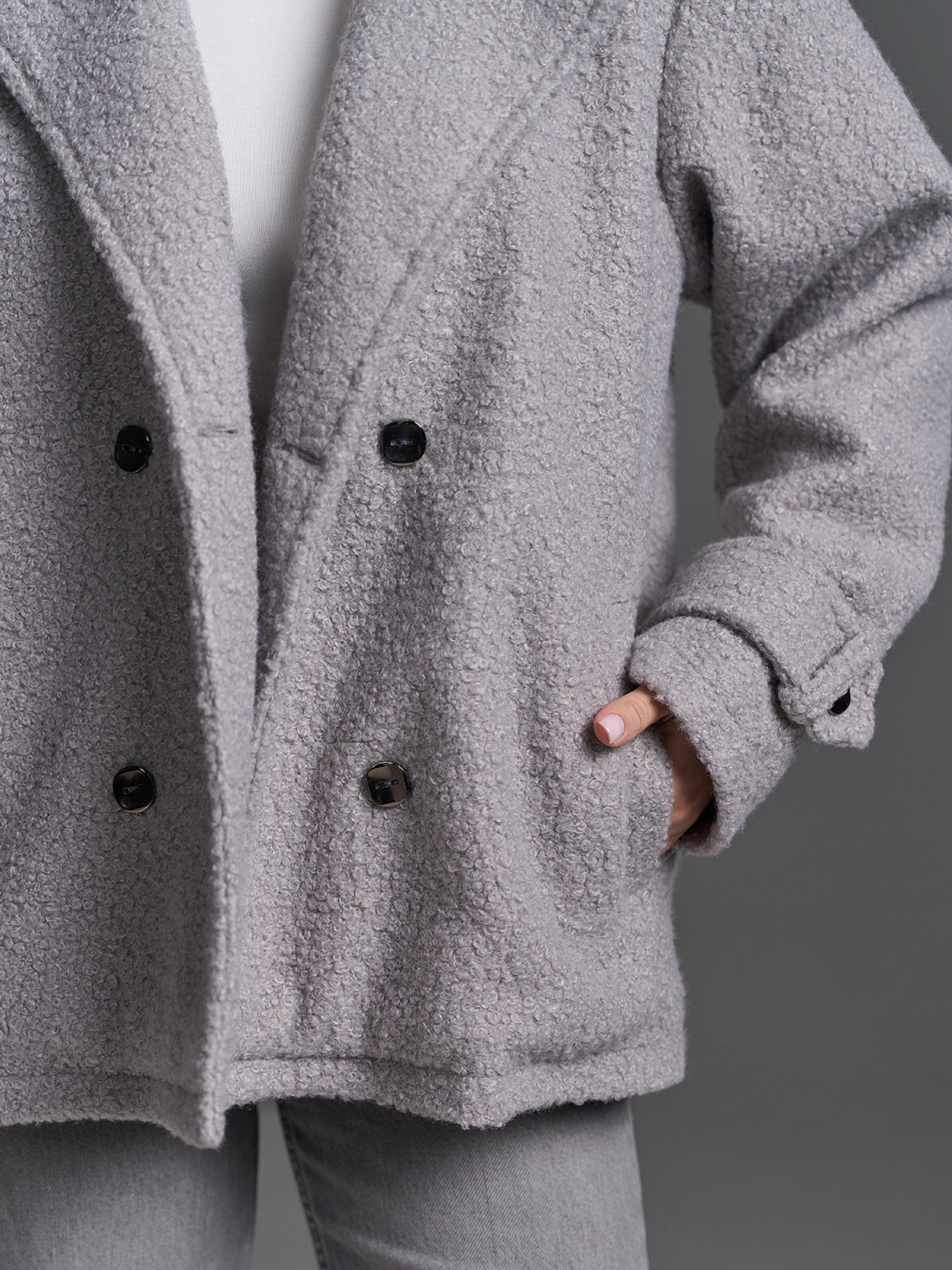 Пальто ISSA Plus модель SA-690_серый Фото