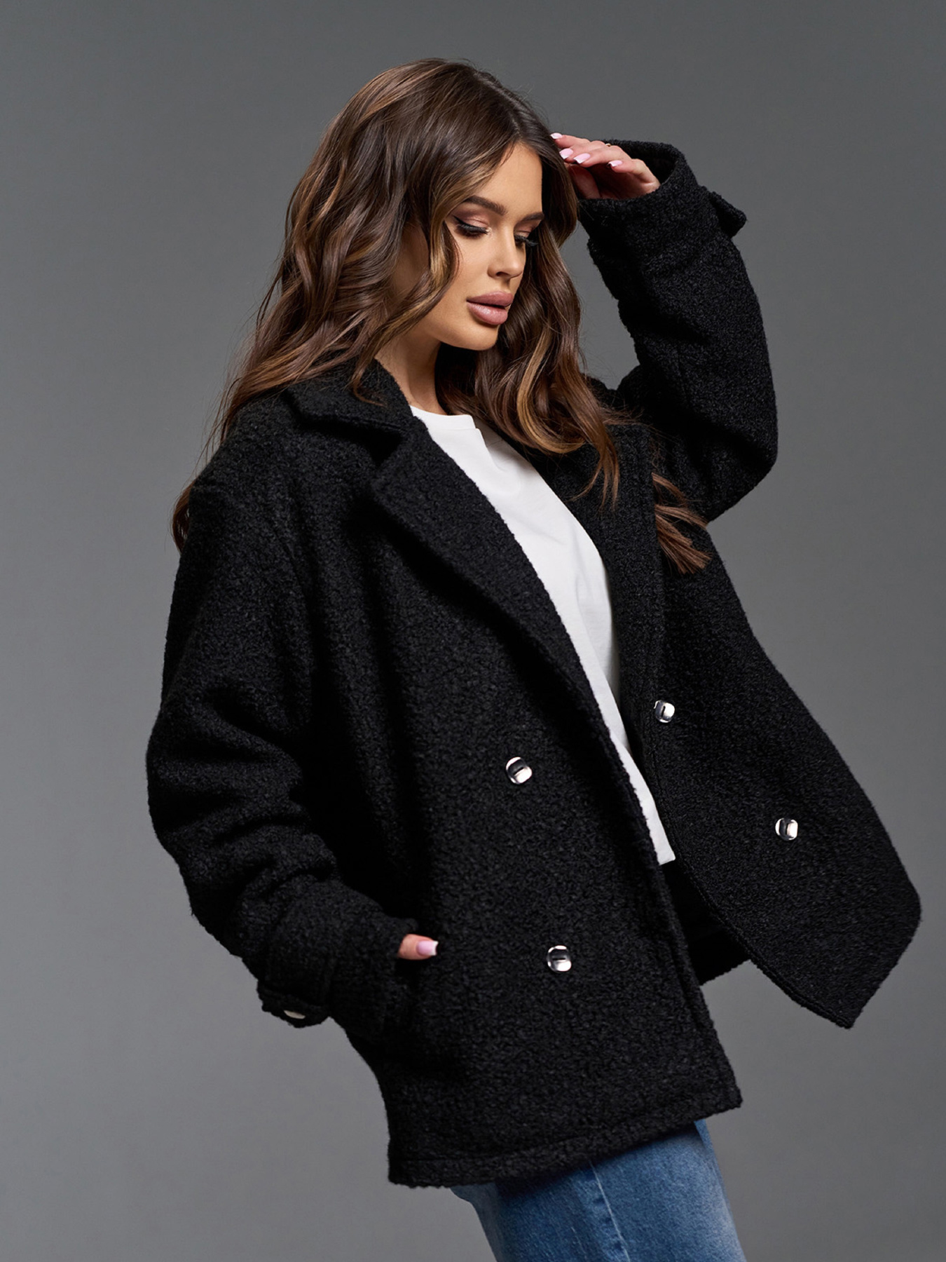 Пальто ISSA Plus модель SA-690_черный Фото