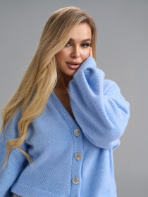Кардиган ISSA Plus модель SA-692_голубой Фото
