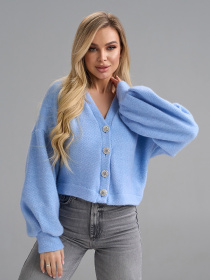 Кардиган ISSA Plus модель SA-692_голубой Кардиган ISSA Plus модель SA-692_голубой Фото