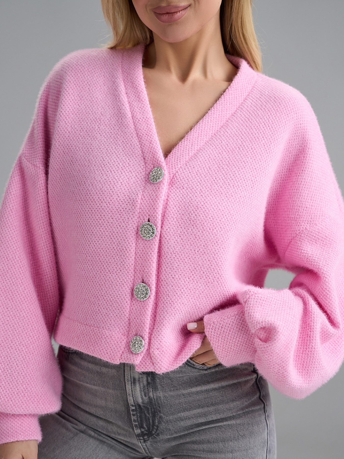 Кардиган ISSA Plus модель SA-692_розовый Фото