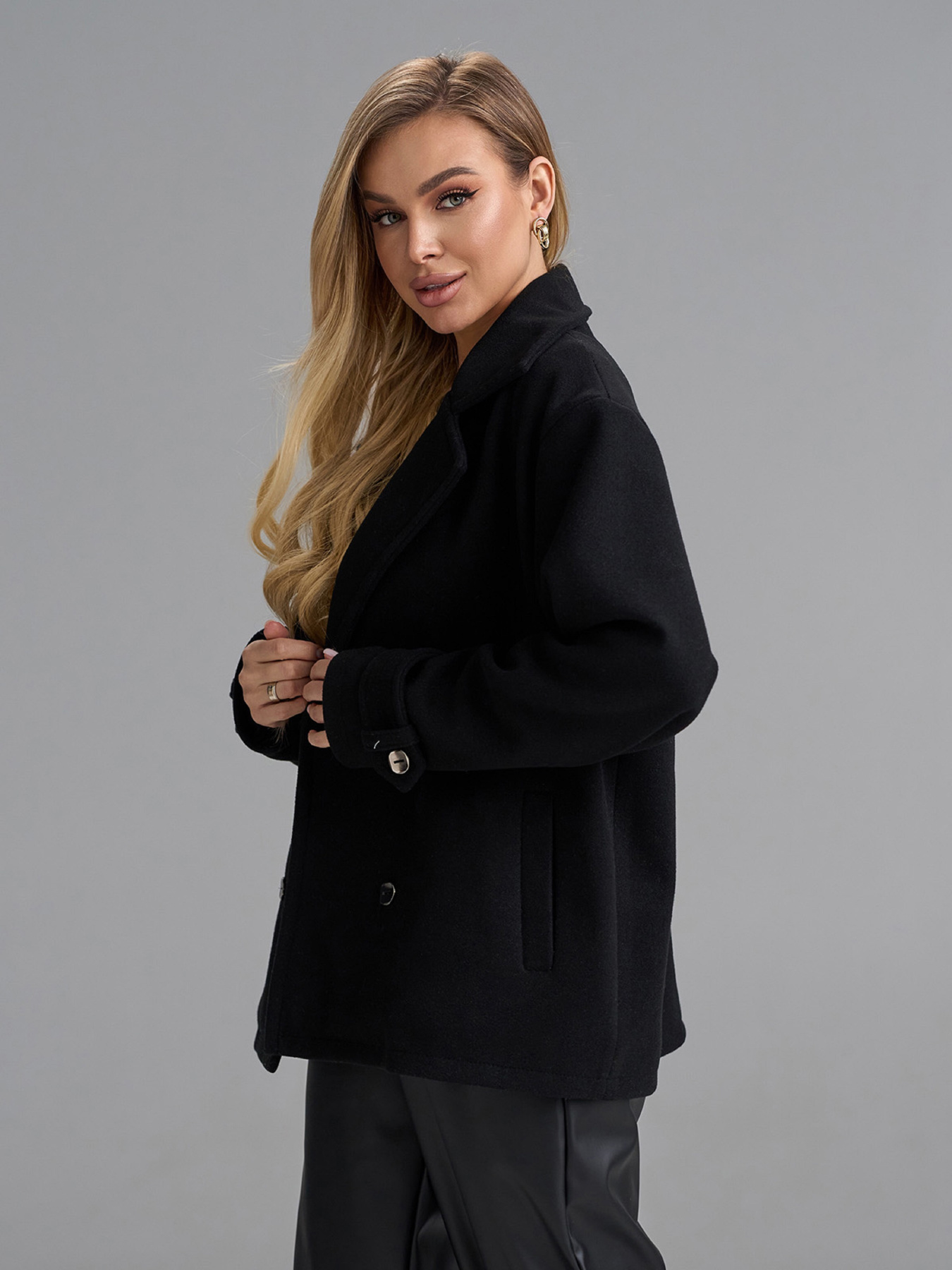 Пальто ISSA Plus модель SA-694_черный Фото