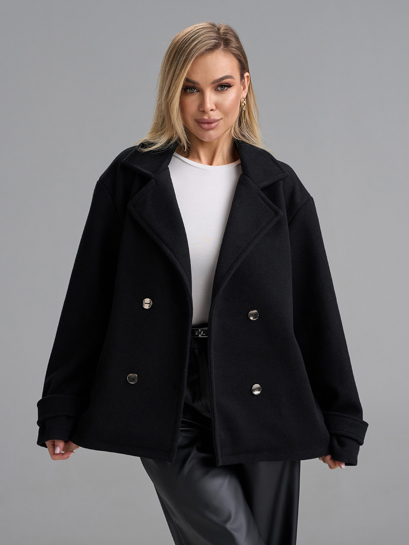 Пальто ISSA Plus модель SA-694_черный Фото