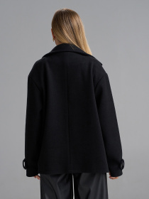 Пальто ISSA Plus модель SA-694_черный Пальто ISSA Plus модель SA-694_черный Фото