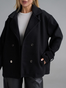 Пальто ISSA Plus модель SA-694_черный Пальто ISSA Plus модель SA-694_черный Фото