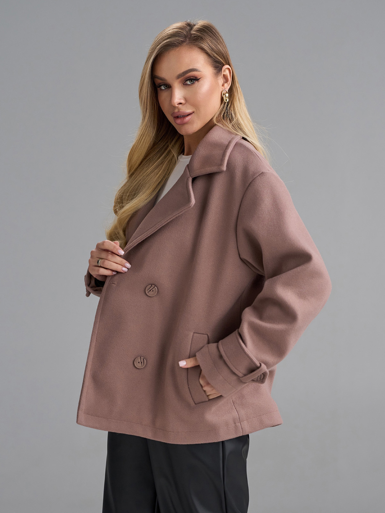 Пальто ISSA Plus модель SA-694_темно-бежевый Фото