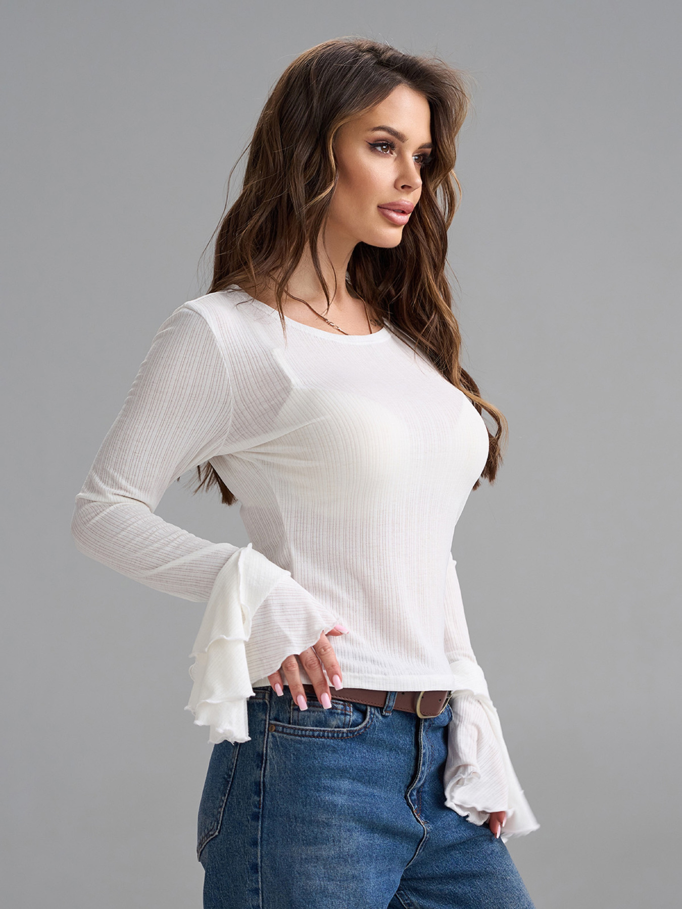 Кардиган ISSA Plus модель SA-697_молочный Фото