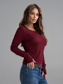 Лонгсливы модель SA-698_бордовый Фото