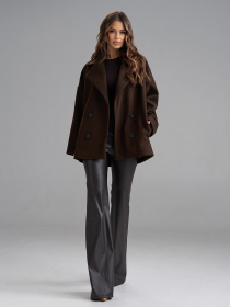 Пальто ISSA Plus модель 15499_темно-коричневый Фото