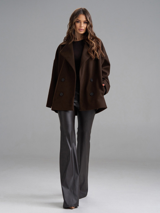 Пальто ISSA Plus модель 15499_темно-коричневый Фото