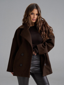 Пальто ISSA Plus модель 15499_темно-коричневый Фото