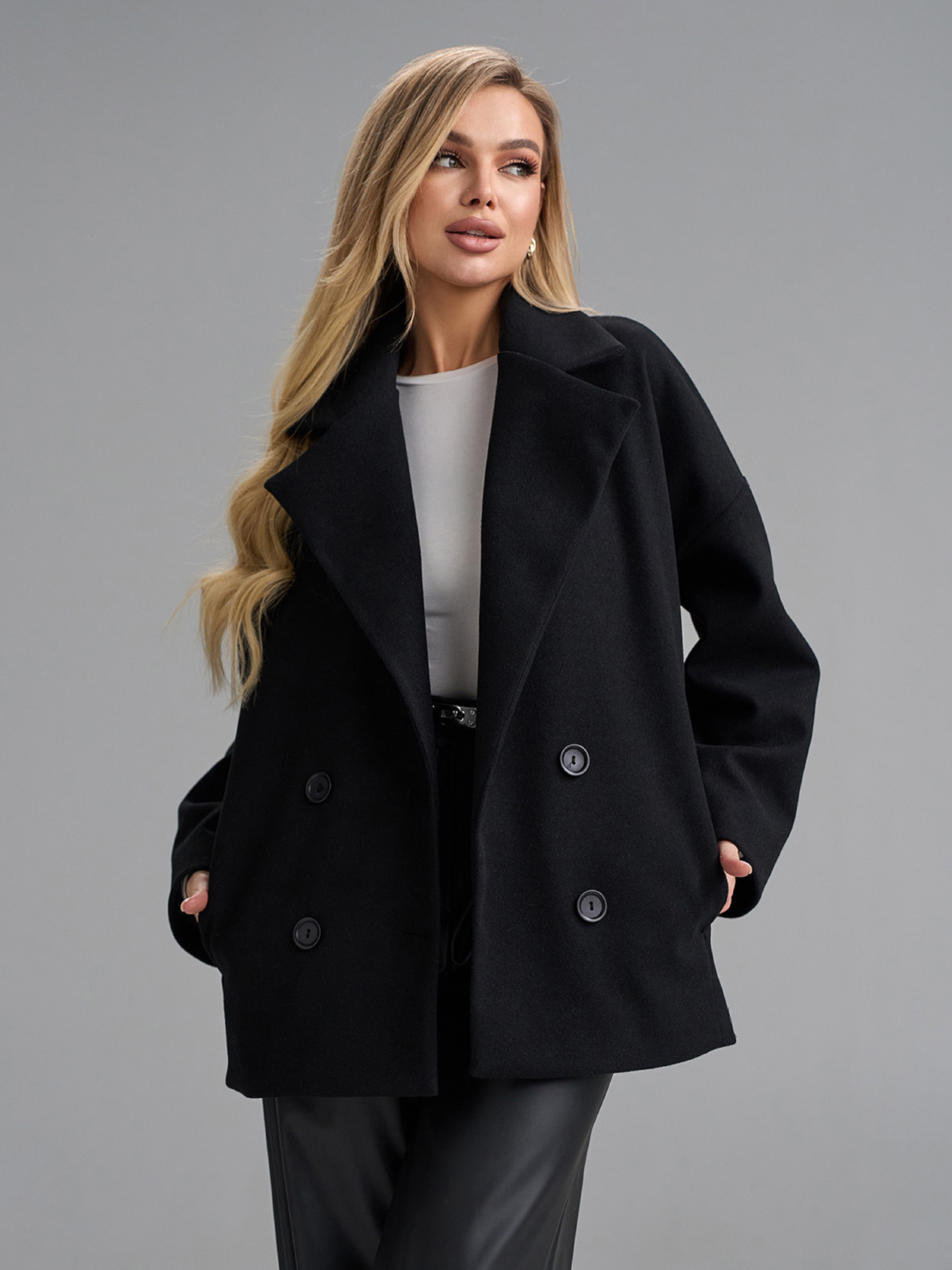 Пальто ISSA Plus модель 15499_черный Фото