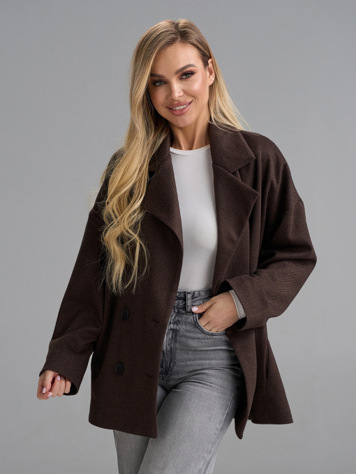 Пальто ISSA Plus модель 15503_темно-коричневый Фото