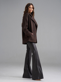 Пальто ISSA Plus модель 15504_темно-коричневый Фото