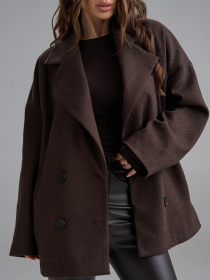 Пальто ISSA Plus модель 15504_темно-коричневый Фото