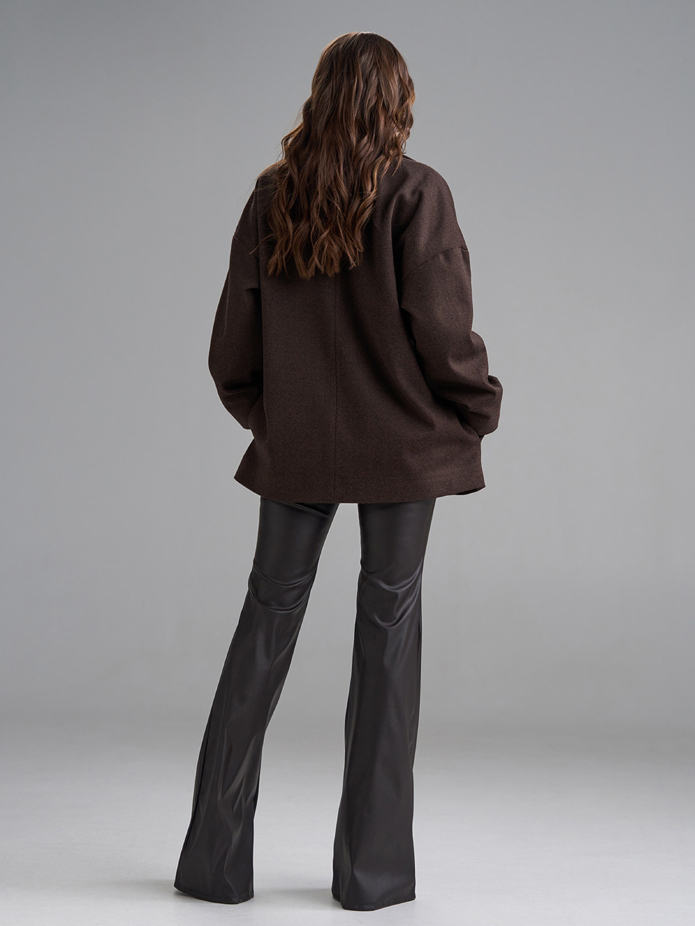 Пальто ISSA Plus модель 15504_темно-коричневый Пальто ISSA Plus модель 15504_темно-коричневый Фото