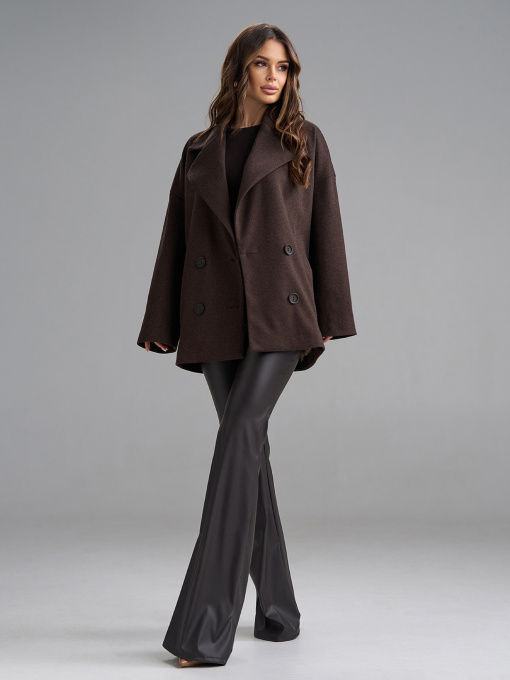 Пальто ISSA Plus модель 15504_темно-коричневый Фото