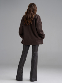 Пальто ISSA Plus модель 15504_темно-коричневый Пальто ISSA Plus модель 15504_темно-коричневый Фото