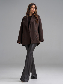 Пальто ISSA Plus модель 15504_темно-коричневый Фото