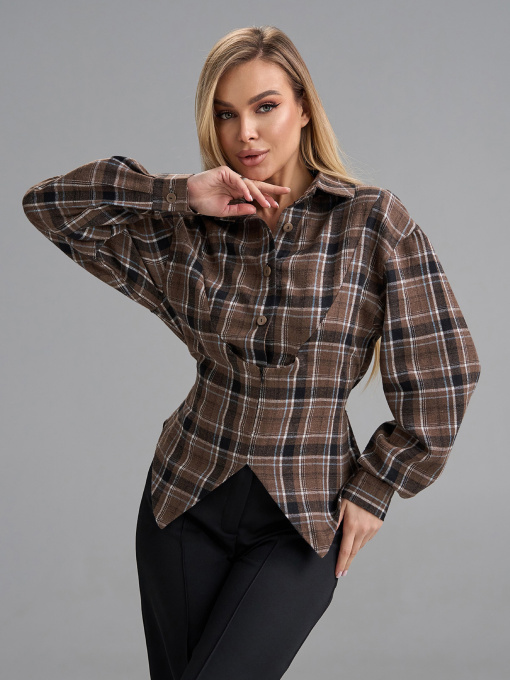 Жіночі сорочки модель 15506_темно-коричневый Фото