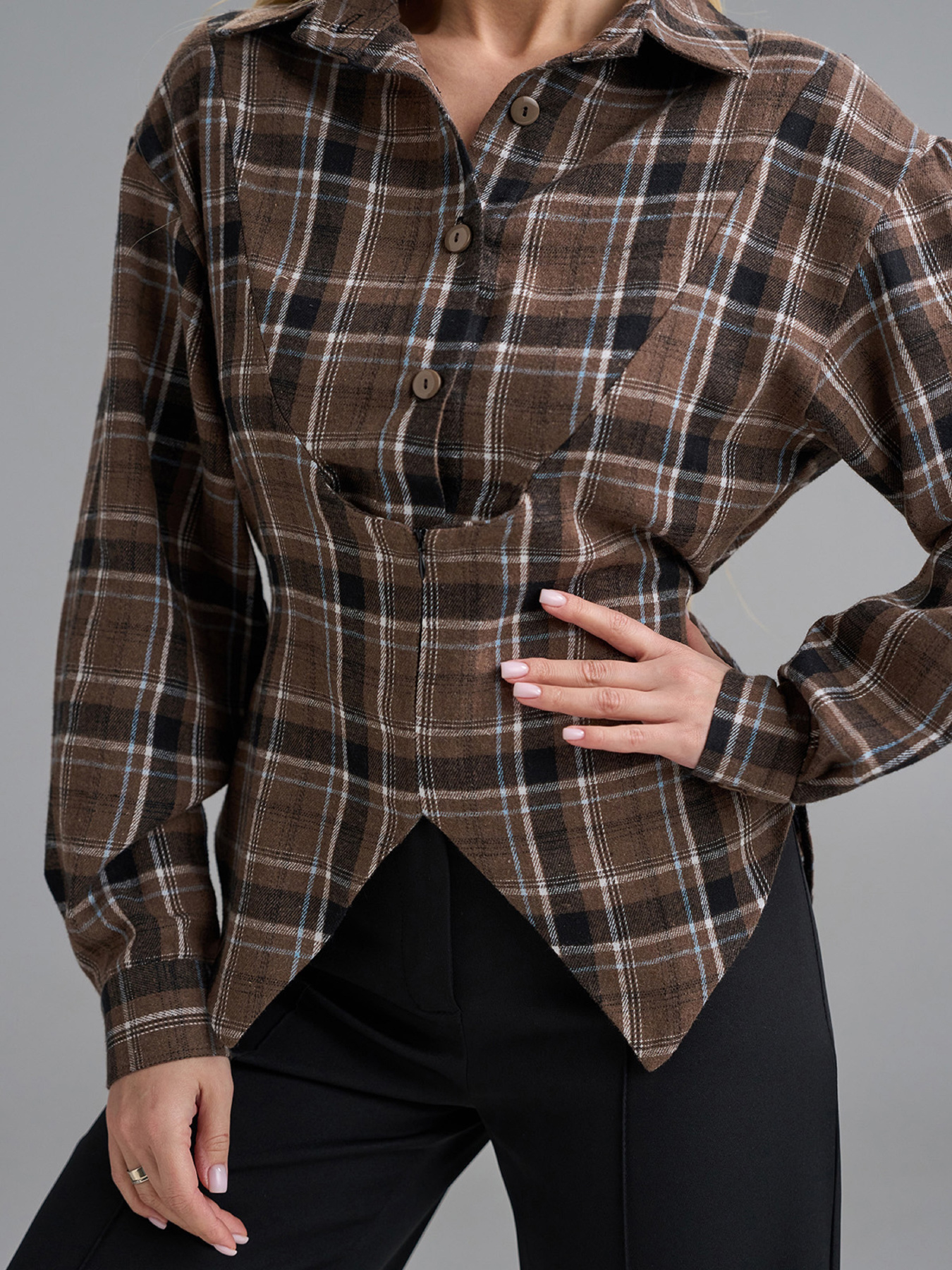 Рубашка повседневная ISSA Plus модель 15506_темно-коричневый Фото