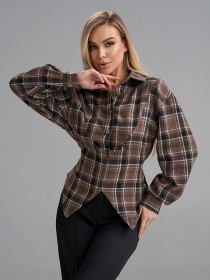 Сорочка повсякденна ISSA Plus модель 15506_темно-коричневый Фото