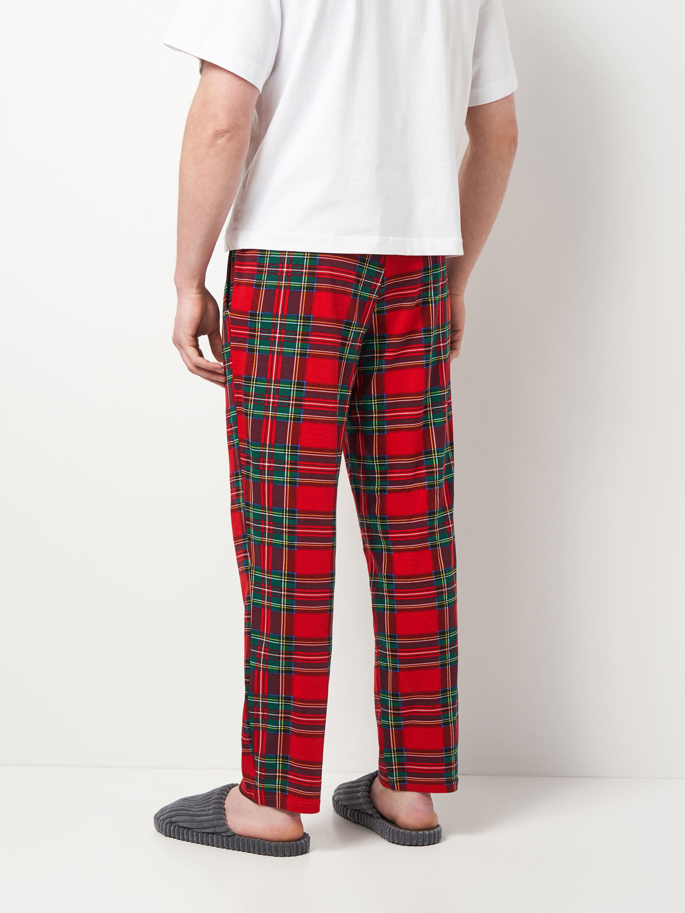 Штаны домашние мужские красные в клетку ТМ РОЗА модель 250907_red Фото