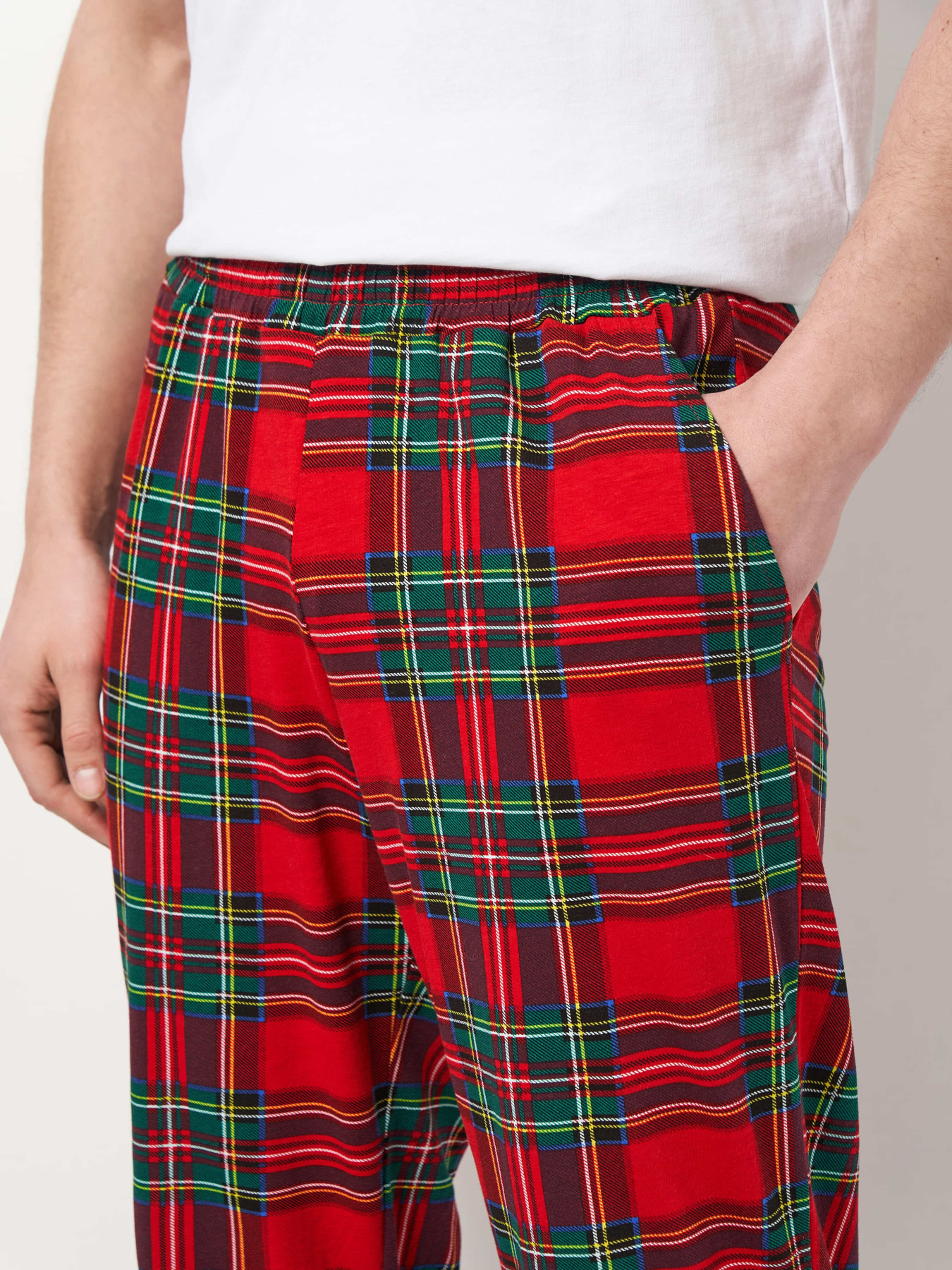 Штаны домашние мужские красные в клетку ТМ РОЗА модель 250907_red Фото