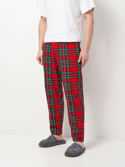 Штаны домашние мужские красные в клетку ТМ РОЗА модель 250907_red Фото