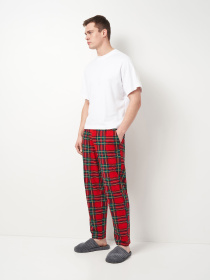 Штаны домашние мужские красные в клетку ТМ РОЗА модель 250907_red Фото