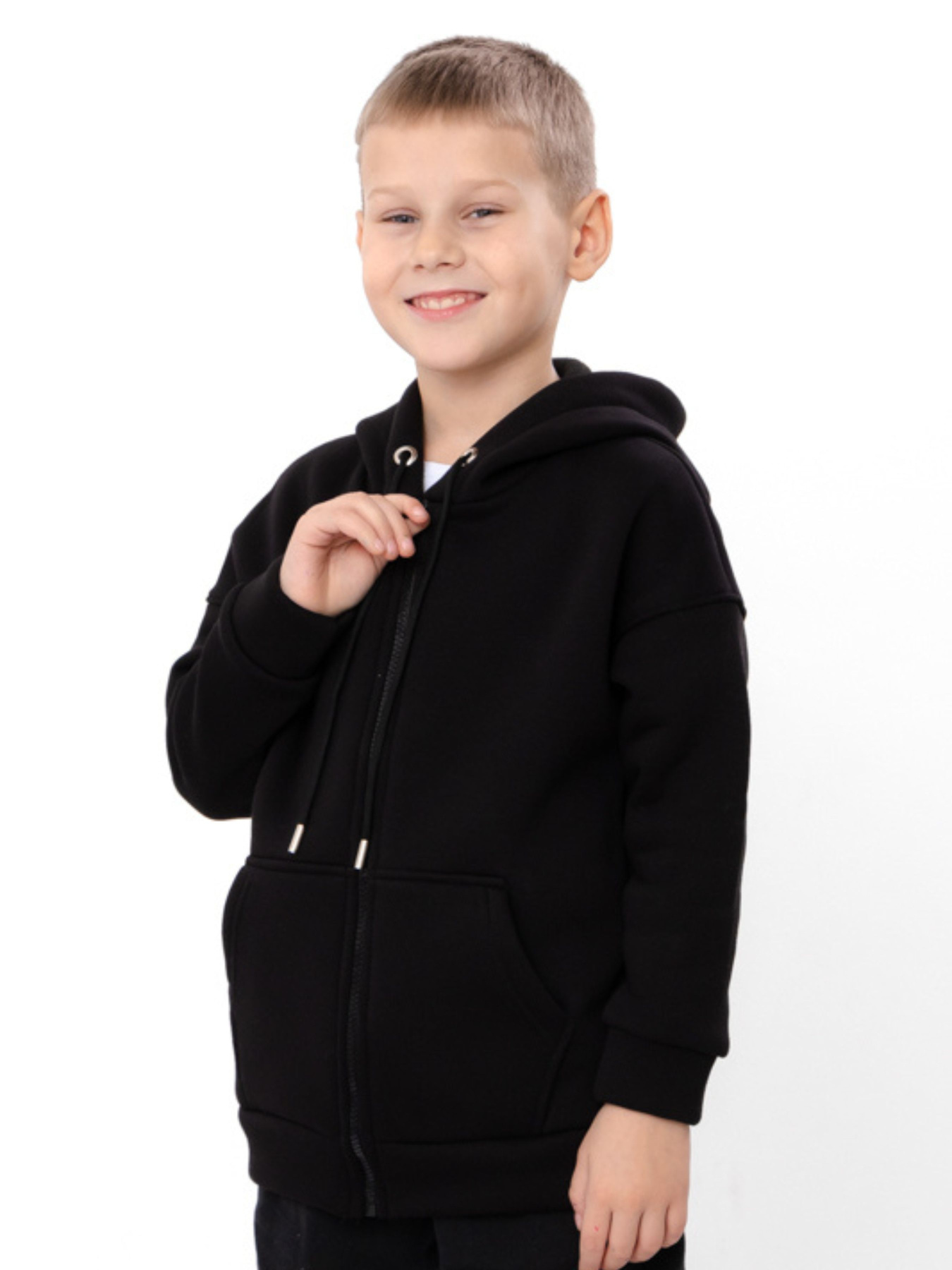 Тепле однотонне худі на блискавці для хлопчика, Чорний Носи Своє (6395-025-4) модель 6395-025-4-chornij Фото