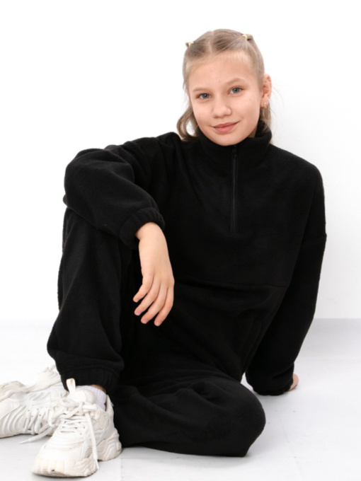 Теплий костюм з інтерсофту для дівчинки-підлітка з кофтою та штанами, Чорний Носи Своє (6453-136-2) модель 6453-136-2-chornij Фото