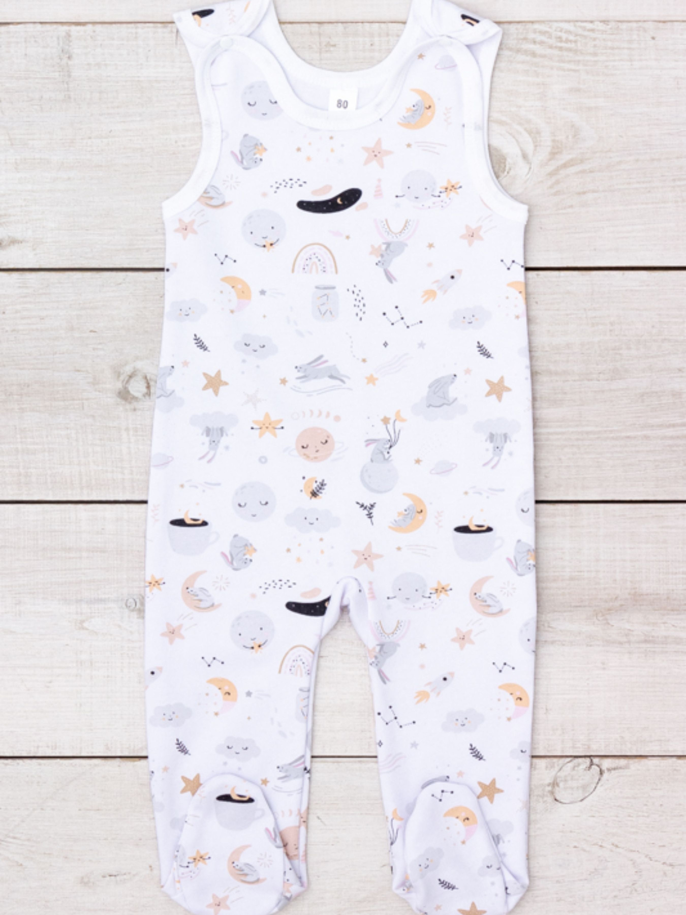 Дитячі ясельні повзуни "Вушка" для дівчинки на кнопках, Білий Носи Своє (5035-024-5) модель 5035-024-5-zajchiki-blij Фото