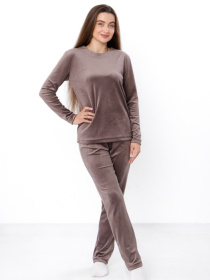 Велюрова жіноча піжама (кофта та штани) однотонна, Коричневий Носи Своє (8162-030) модель 8162-030-sro-korichnevij Фото