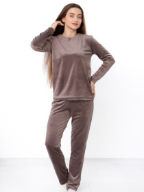 Велюрова жіноча піжама (кофта та штани) однотонна, Коричневий Носи Своє (8162-030) модель 8162-030-sro-korichnevij Фото