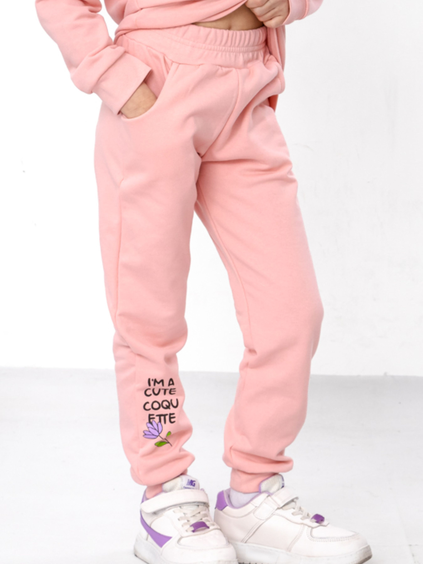 Утеплений костюм для дівчинки зі світшотом та штанами з принтом, Світло-персиковий Носи Своє (6063-023-33-3) модель 6063-023-33-3-svtlo-persikovij-cute Фото