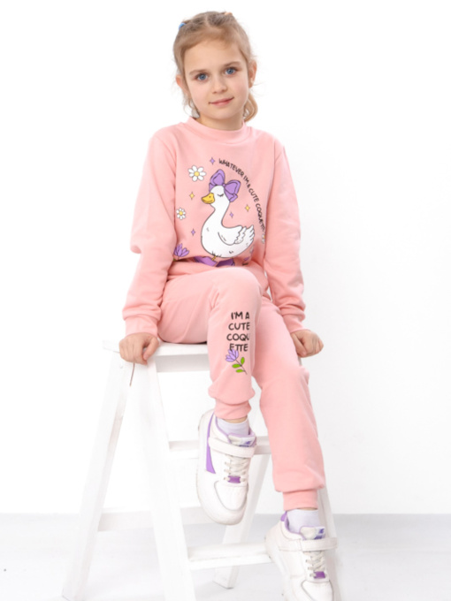 Утеплений костюм для дівчинки зі світшотом та штанами з принтом, Світло-персиковий Носи Своє (6063-023-33-3) модель 6063-023-33-3-svtlo-persikovij-cute Фото