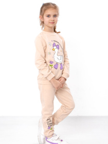 Утеплений костюм для дівчинки зі світшотом та штанами з принтом, Бежевий Носи Своє (6063-023-33-3) модель 6063-023-33-3-kremovij-cute Фото