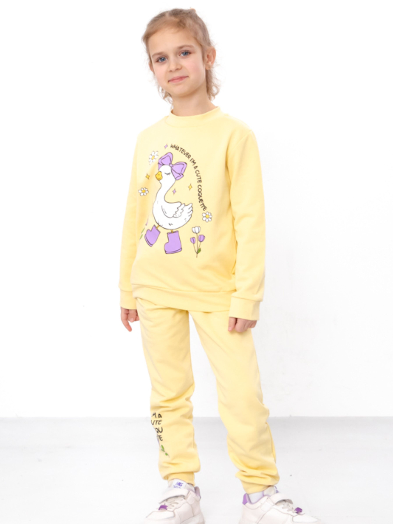 Утеплений костюм для дівчинки зі світшотом та штанами з принтом, Світло-жовтий Носи Своє (6063-023-33-3) модель 6063-023-33-3-svtlo-zhovtij-cute Фото