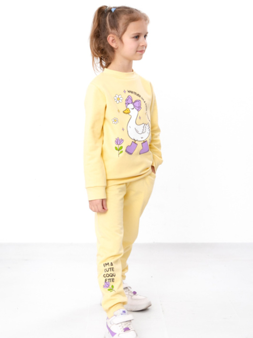 Утеплений костюм для дівчинки зі світшотом та штанами з принтом, Світло-жовтий Носи Своє (6063-023-33-3) модель 6063-023-33-3-svtlo-zhovtij-cute Фото