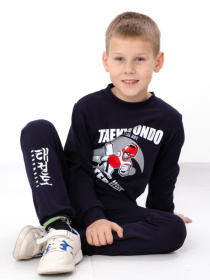 Утеплений костюм для хлопчика зі світшотом та штанами з принтом, Синій Носи Своє (6063-023-33-1) модель 6063-023-33-1-chornilxno-sinj-fighter Фото