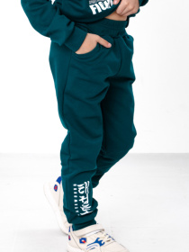 Утеплений костюм для хлопчика зі світшотом та штанами з принтом, Смарагдовий​ Носи Своє (6063-023-33-1) модель 6063-023-33-1-temno-smaragdovij-fighter Фото