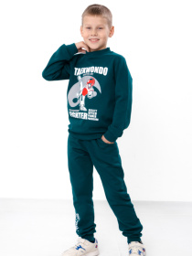 Утеплений костюм для хлопчика зі світшотом та штанами з принтом, Смарагдовий​ Носи Своє (6063-023-33-1) модель 6063-023-33-1-temno-smaragdovij-fighter Фото