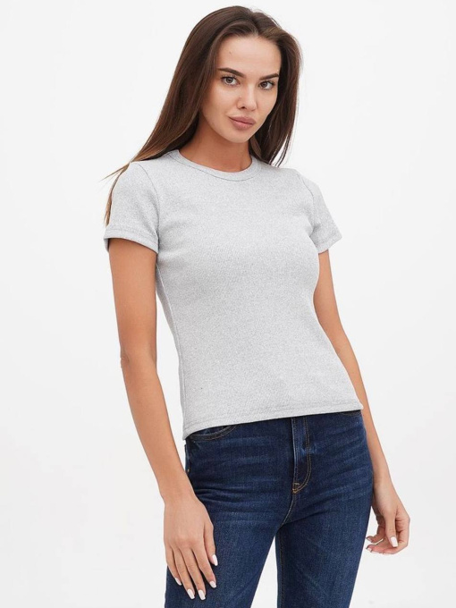 Футболка жіноча базова "рубчик" меланж модель Wm288 Фото