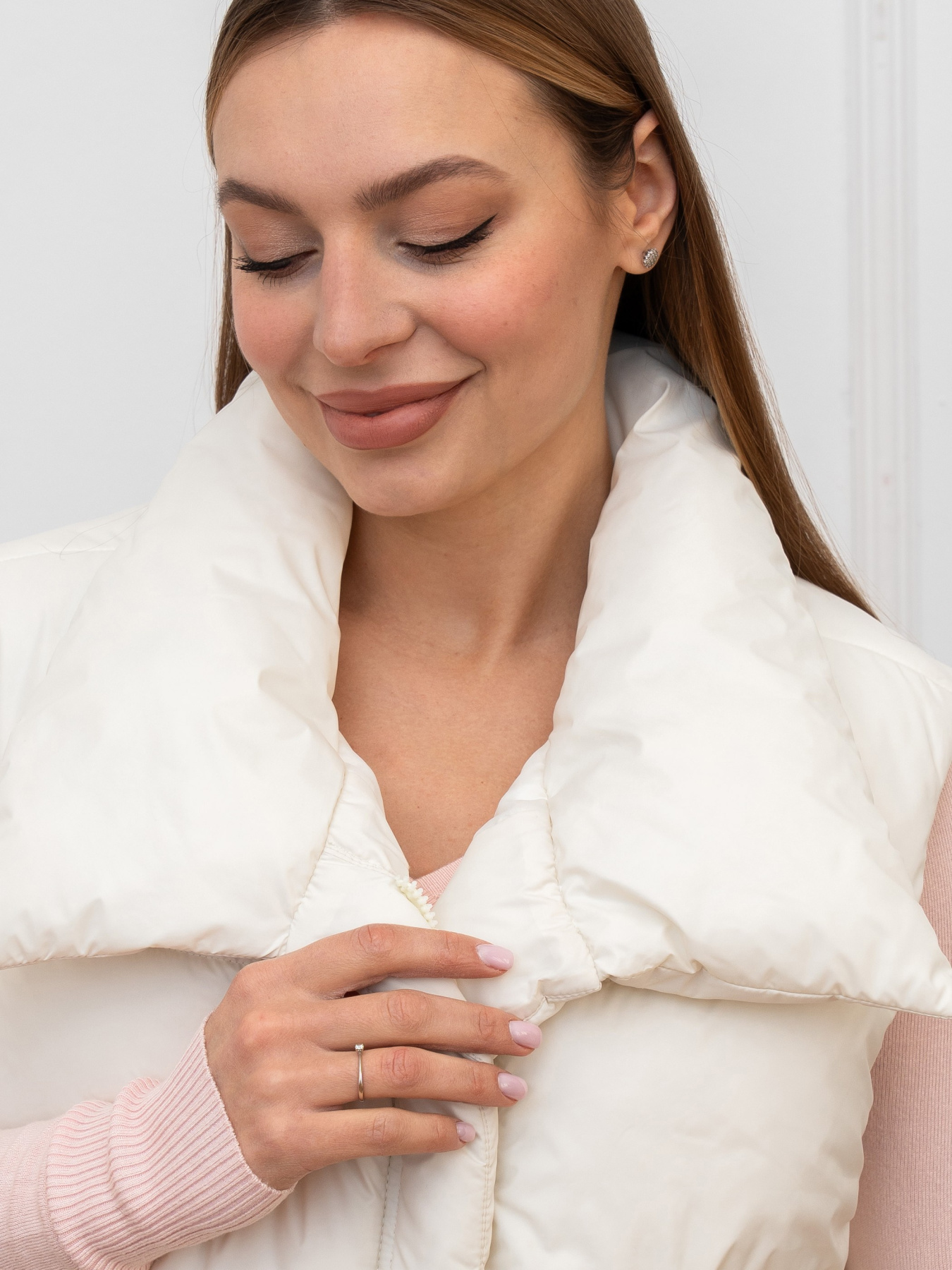 Жилетка демисезонная женская модель 1150-BM-milk Фото