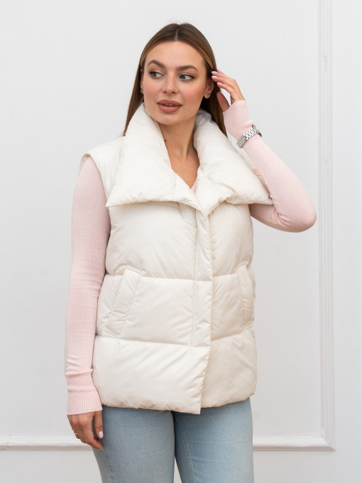 Жіноча демісезонна жилетка модель 1150-BM-milk Фото