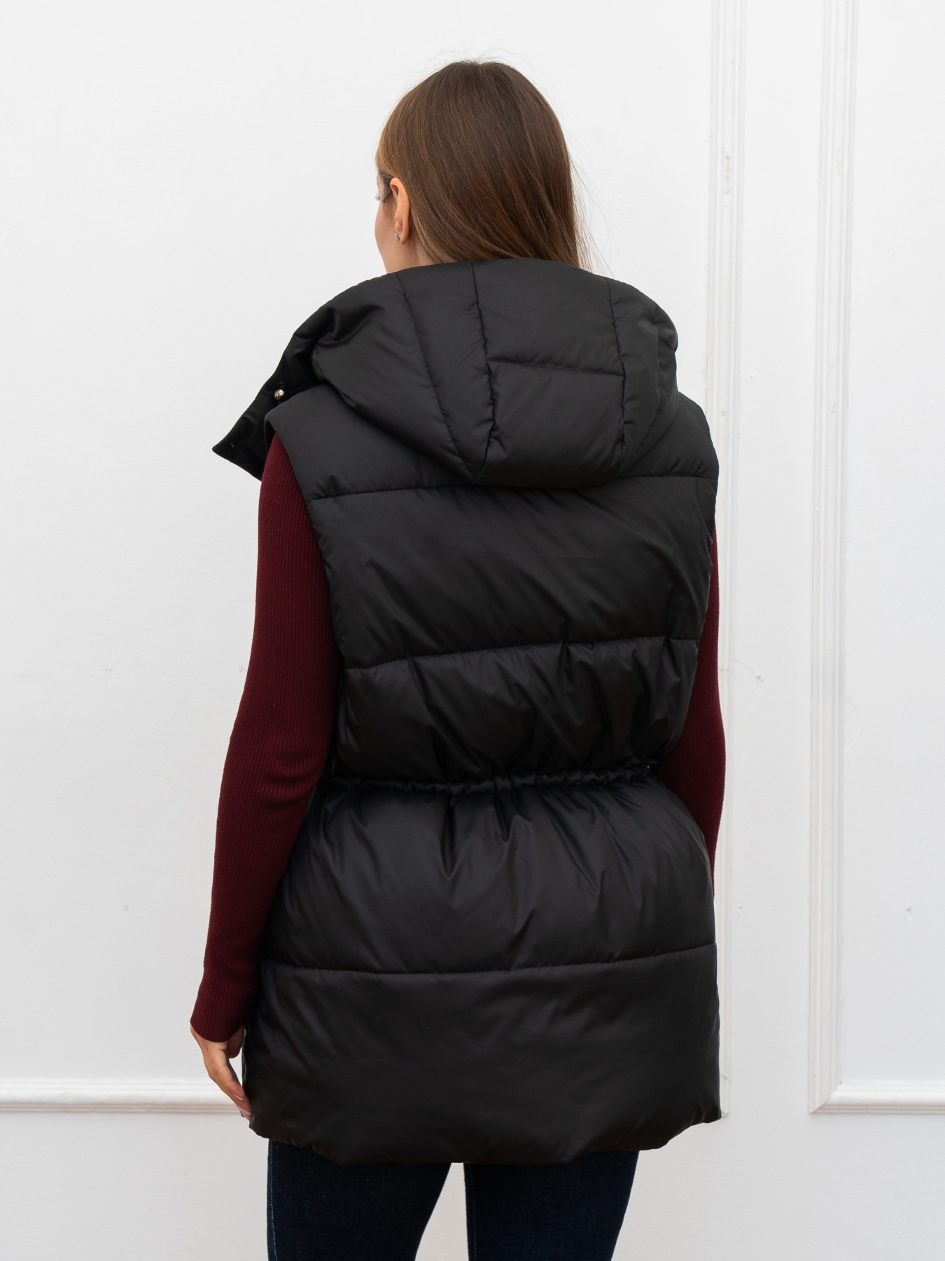 Весенняя женская жилетка удлиненная модель 1155-BM-BLC Фото