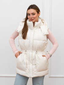 Весенняя женская жилетка удлиненная модель 1155-BM-milk Фото