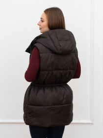 Весенняя женская жилетка удлиненная модель 1155-BM-brown Фото