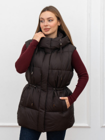 Весенняя женская жилетка удлиненная модель 1155-BM-brown Фото